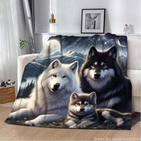 3D Gyvūnas Vilkas Mielas Animacinis Flanelinis Antklodė Purus Vaikams ir Suaugusiems Sofa Pliušinis Patalynė Antklodė Miegui Pietų Antklodė Sofai Lovai Size: 100*150cm, Weight: 280 GSM