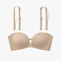 Didelio dydžio TK sprogstanti priekinė sagtelė be petnešėlių nematoma push-pull paminkštinta besiūlė patogi liemenėlės apdanga M=34/75ABC beige