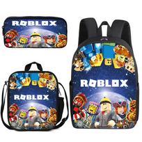 3D Anime Kuprinė Trys dalys Roblox Studentų Kuprinė Maisto Krepšys Pieštukinė Dėžutė Spausdinta Mokyklinė Kuprinė pencil case gray