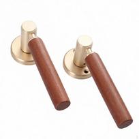 Medinė Durų Rankena Moderni su Rožete Cilindrinė Aparatūra Interjero Durims, Miegamajam Brushed Copper
