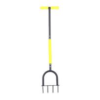 Lawn Aerator Tool 4 Spike Grass Soil Aerator Heavy Duty Yard Aerator with Foot Plate for Garden yellow