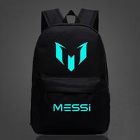 Stilingas Oksfordo audinio sportinis kuprinė studentams, įvairių spalvų, su Messi Ronaldo naktinio apšvietimo futbolo dizainu, 45*31*14cm/17.72*12.20*5.51in, dviguba Style A black