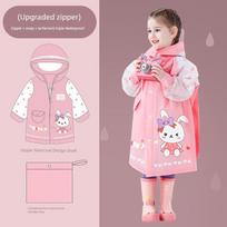 Vaikų vandeniui atsparus kūdikio lietpaltis XXXXL / Rabbit Style Pink / Zipper / High Collar rožinė