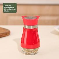 Modern Kitchen Spice Jar Set With Glass And Stainless Steel For Home Cooking And Bbq Red
