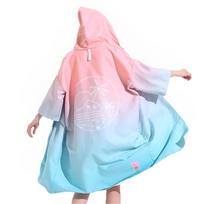 Microfiber Poncho Towel with Zipper Surf Beach Wetsuit Changing Bath Robe with Hood Watersports Activities Adults Men Women Kids