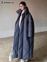 New Style Women's Cotton Puffer Jacket Mid-Length Loose Over Knee Thick Warm Coat Fashion Outerwear S black