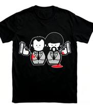 Cartoon Pulp Fiction Gun Blood Print T-and kids tshirt Men Soft Cotton Loose Classic Movie Fan Cool Casual Daily Streetwear Tee 100 white