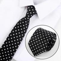 Modernūs vyriški kaklaraiščiai 8 cm pločio Verslo kaklaraištis Jaunikio taškuotas Formalus kaklaraištis Verslo formalus Style A white