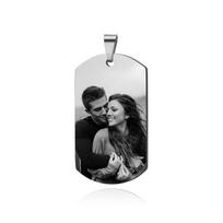 Personalizuotas nerūdijančio plieno karinis žetonas su nuotrauka ir lazeriniu graviravimu poroms Custom Image white