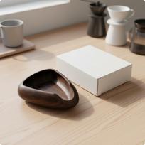 Coffee Bean Dosing Tray Triangular Small for Baristas, Espresso Bar, Kitchen Black Walnut