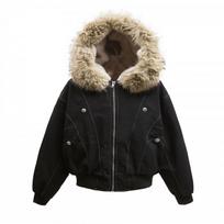 Vyriška žieminė pūkinė striukė Oversize su nuimamu dirbtinio kailio apykakle, siuvinėta, gatvės stiliaus XL beige
