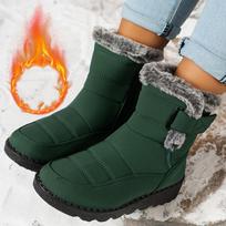 Women's Waterproof Mid-Calf Rabbit Fur Snow Boots with Velcro - Size 45 black