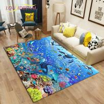 Gyvūnų pasaulis Kilimai svetainei Miegamajame Didelis kilimas Vaikams Žaidimas Vieta Kilimėliai Vaikų Kambarys Žaidimas Grindų Kilimėliai 60cm x 90cm blue