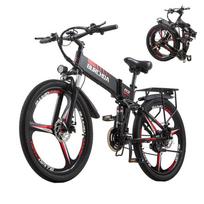 BURCHDA elektrinis sulankstomas dviratis R3 suaugusiems, MTB 26 coliai, ličio baterija 48 V, 12,8 Ah, 1500 W, 40 km/val. juoda
