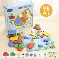 Vaikų 3D dėlionė Montessori žaislai Vaivorykštės akmenukai Loginio mąstymo žaidimas Vaikų tapyba Jutimo mokomieji žaislai 3–6 m. gray