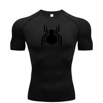 Spider Graphic Kompresiniai marškinėliai vyrams Sporto salė Treniruotės išbėrimų apsauga Atletiški greitai išdžiūstantys marškinėliai Marškinėliai Viršutiniai apatiniai marškinėliai Baseinai M black