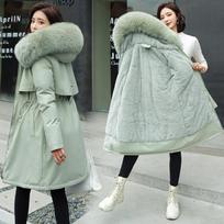 Žieminė striukė moterims parka drabužiai ilgas paltas vilnonis pamušalas gobtuvas striukė kailio apykaklė stora šilta sniego apranga paminkštinta parka 6XL XL žalia