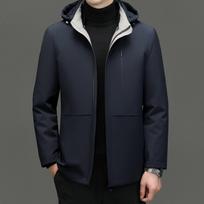Winter Middle-aged Men's Mid-length Down Jacket with Removable Liner, Loose Daddy Style, Thickened Hood 4XL black