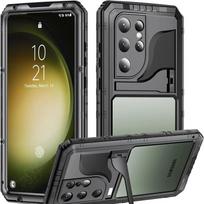 „Galaxy S24 S23 Ultra S22 Plus“ IP68 aliuminio metalinis vandeniui atsparus dėklas, skirtas povandeniniam nardymui, atsparus smūgiams, ekrano apsauga For Samsung S23Ultra&Case & Holder juoda