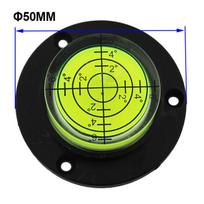 Apvalus metalinis gulsčiukas su burbuliuku, horizontalus prietaisas su tvirtinimo skylės skersmeniu 50mm-100mm yellow