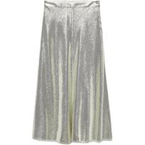 Zara Zw serijos kolekcija Susiuvinėta midi ilgio klostuotu kraštu laisvalaikio ilgas sijonas Moteriški sijonai Auksinis Sidabrinis 9877139-881 S gray