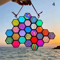 Vitražinis lango pakabinamas korio formos daugiaspalvis drugelis bitė vitražo panelės vitražinis kolibris lango pakabinamas 4