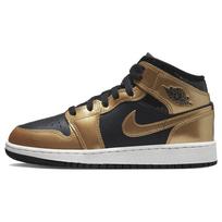 Air Jordan 1 Mid SE GS Metalinis Auksas Juodos Vaikų Sportbačiai Balti DR6967-071 38.5 black