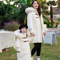 Down Jackets for Girls In Winter, Mid-length and Thickened, Parent-child Coats 130cm