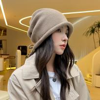 Winter Hat Pullover Drawstring Wool Hat Knitted Hat One Size chaki