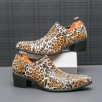 Vyriški leopardinio rašto mokasinai Odiniai Individualumas Formalūs Verslo Batai Smailus priekis Kulnas Vestuviniai Suknelės Prom Šventės Batai Per dideli EU:42 gray