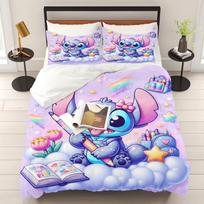 Stitch patalynės užvalkalų komplektas Antklodės patalynė 3D Vaikų patalynės komplektas 3 dalys 1 antklodės užvalkalas Karališkas dydis 90X200CM