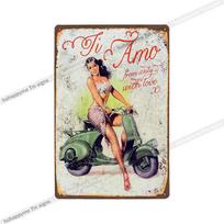 Lambretta variklis Vintažinis metalinis ženklas Plokštelė Dekoras Motociklo Garažas Baras Sienos menas Plakatas Plokštelė Namų dekoras 20x30cm 20x30cm（7.8x11.8inch）
