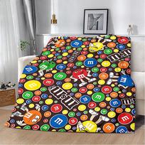 Animacinis šokoladas M-M&M's logotipas Spausduotas pledas Pledai iškylai Šiltas pledas Minkštas patogus pledas Namams kelionėms Gimtadienio dovana 30x40in