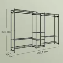 Songmics Drabužių stovas su metaliniu rėmu, atvira spinta, 10 lentynų