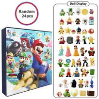 Super Mario Advento kalendoriaus žaislai 24 vnt./rinkinys Kawaii Mario Anime veiksmo figūrėlės PVC modelio lėlės Kalėdinio kalendoriaus žaislai vaikams blue