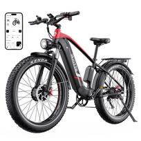 Elektrinis dviratis Duotts F26, dvigubas 750W variklis, 48V 20AH baterija, didžiausias greitis 55 km/h, nuvažiuojamas atstumas 120 km, 26x4.0 colio padangos raudona
