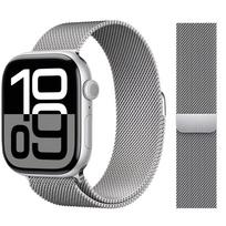Dirželis Apple Watch juosta 46mm 44mm 45mm 40mm 42mm 41mm 49mm Milanese Loop dirželis Apyrankė iWatch Series 11 10 Ultra 2 9 8 SE 3 S10-46 42 44 45 49mm sidabras