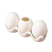 Ceramic Simulated Egg Spice Jar Set Mini Underglaze Painting Salt and Pepper Bottle With Storage Tray Seasoning Jar Restaurant white