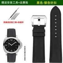 For Panerai watchband PAM111 441 series fluororubber base nylon face watch strap 22mm 24mm 26mm wristband bracelet accessories 26mm black