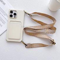 Crossbody Strap Case For iPhone 14 12 13 Mini 11 Pro Max X XR XS 7 8 15 Plus Vintage Lanyard Neck Silicon Wallet Card Slot Cover for iPhone 12 mini