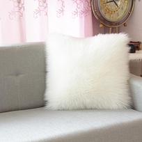 Avies vilnos pliušinis pagalvės užvalkalas: Minkšta, puri pagalvė sofai ar lovos šonui 50-50 cm Double-sided Plush balta