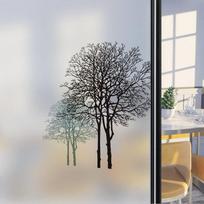 Individualaus dydžio matinė langų plėvelė, statinė lipni - Privatumo nepermatomas stiklo lipdukas, Nordic Tree meno plakatas dušui, vonios kambariui (as the picture,40X40cm) gray