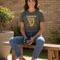 Guinness žalias grafinis spaudinys Unisex marškinėliai trumpomis rankovėmis apvalia iškirpte Dydis Mažas M brown
