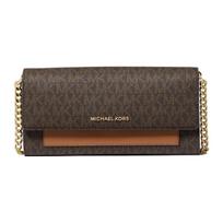 Michael Kors Mk Jet Set Logo Flap Classic Monogram Chain Canvas Envelope Shoulder Bag Women shoulder bag Gold Brown 32S3GJ6C6B-BRN-ACORN Basic Set (Bag+Dust Bag) gray