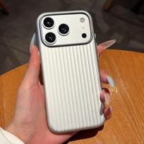 Original Premium Luggage Striped Corrugated Matte PC Case for IPhone 17 Pro Max 16 15 14 Plus 13 12 11 Shockproof Protect Cover iPhone 13 Pro sidabras