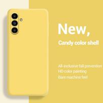 Original Liquid Silicone Case For Samsung Galaxy S25 Plus A06 A16 A26 A36 A56 Ultra Thin Cover A06 geltona