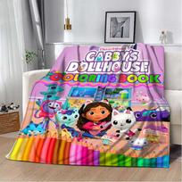 Cute Gabbys Dollhouse Cartoon Blanket,Soft Throw Blanket for Beds Home Bedroom Sofa Picnic Travel Office Rest Cover Blanket Gift Size: 75*100cm, Weight: 230 GSM gray