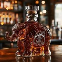 Juokinga prancūzų buldogų viskio butelis, Humoro naujovės dekanteris, Kūrybiška dovana, 250 ml skaidrus stiklas Elephant (crystal label black cover)