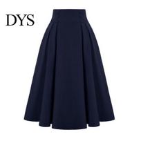 Women Skirt Elastic High Waist A-Line Midi Contrast Color Indoor Outdoor Plaid Print Large Hem Mid-Calf Length Daily Wear S black