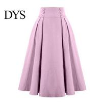 Women Skirt Elastic High Waist A-Line Midi Contrast Color Indoor Outdoor Plaid Print Large Hem Mid-Calf Length Daily Wear M pink
